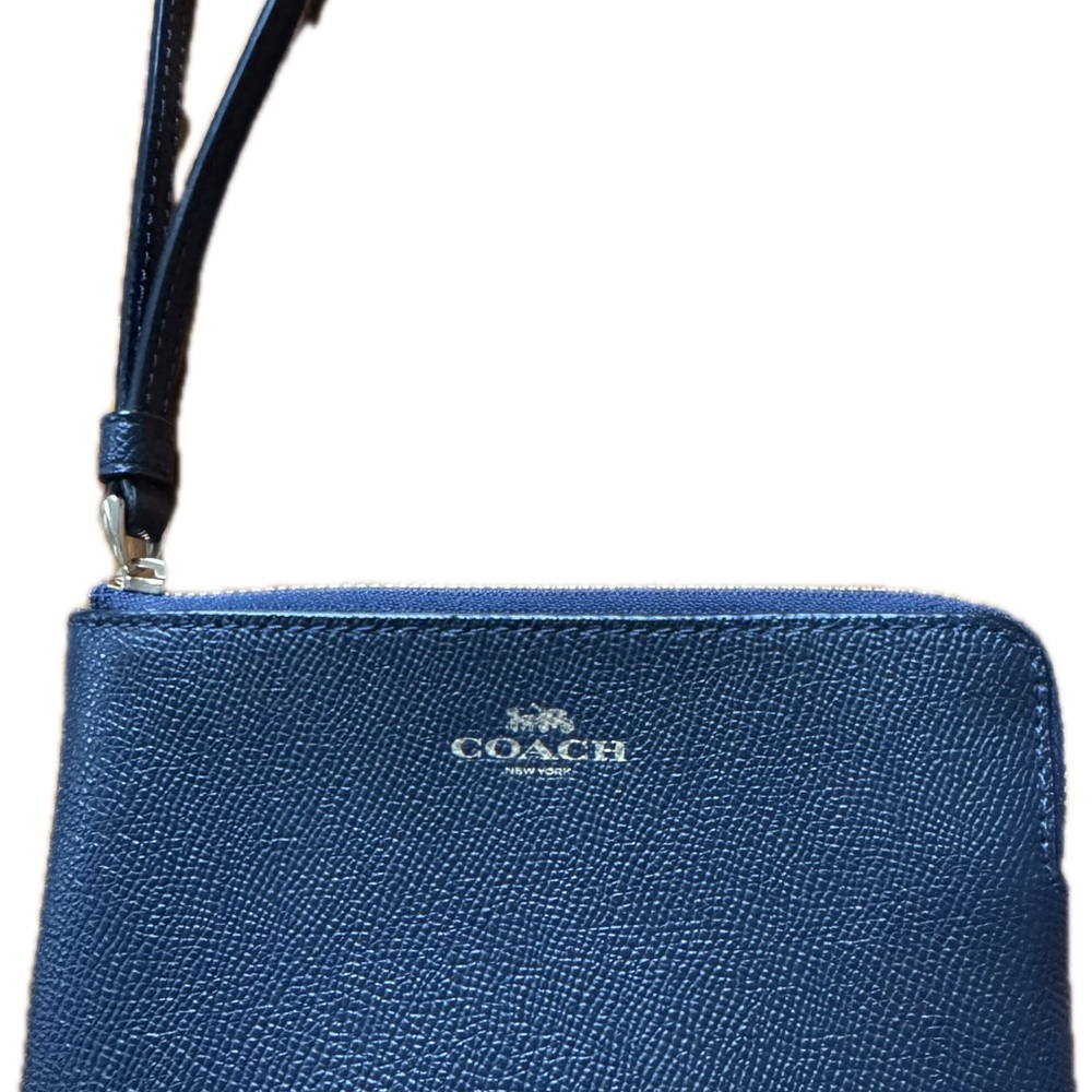Coach Blue Textured Leather Clutch Wristlet